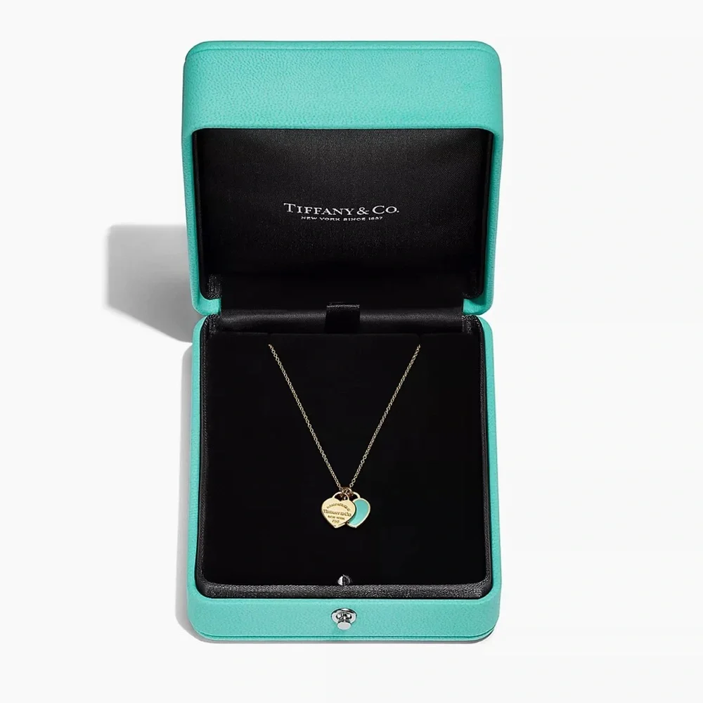 Tiffany & Co. Gold and Blue Mini Heart Pendant Necklace - Picture 8 of 17